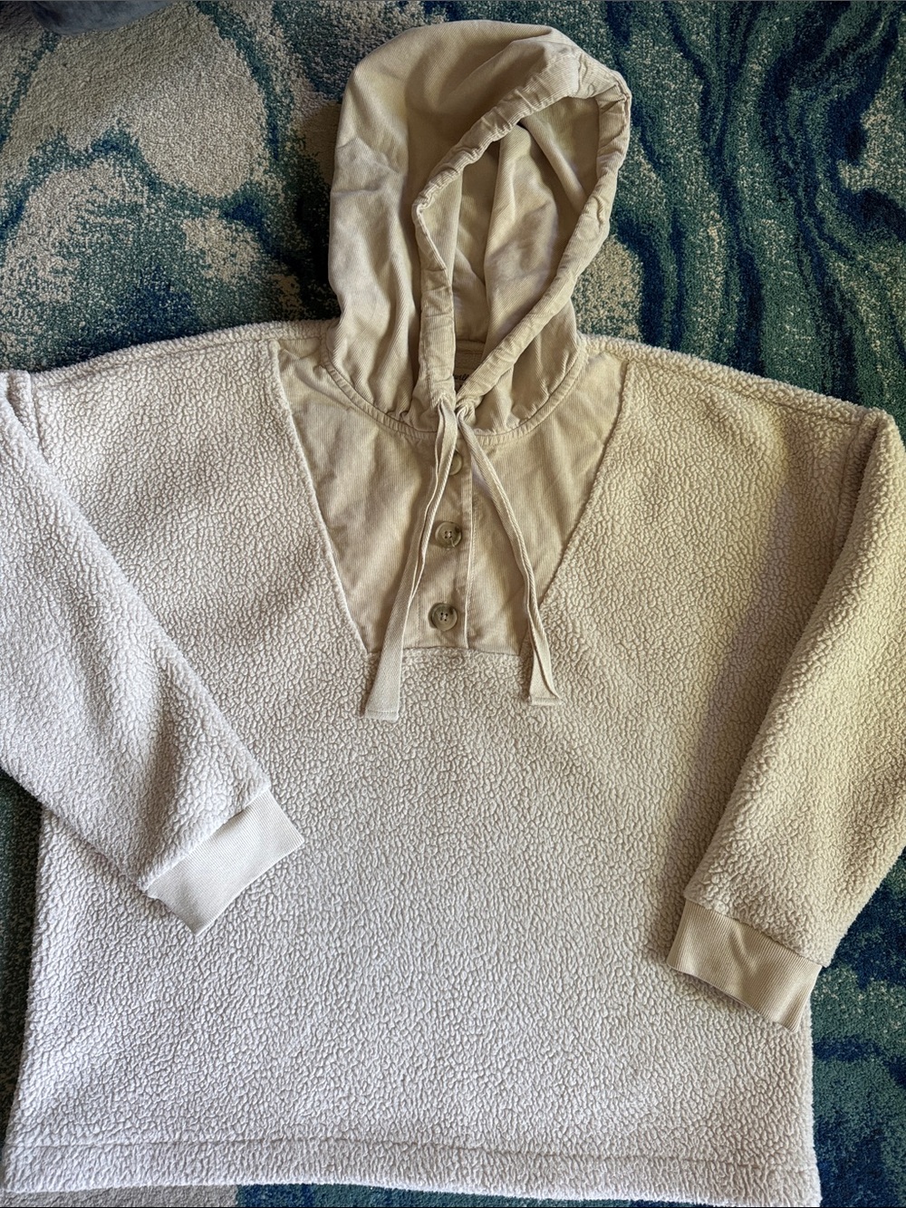 Madewell Cream Corduroy Sherpa Hoodie Jacket